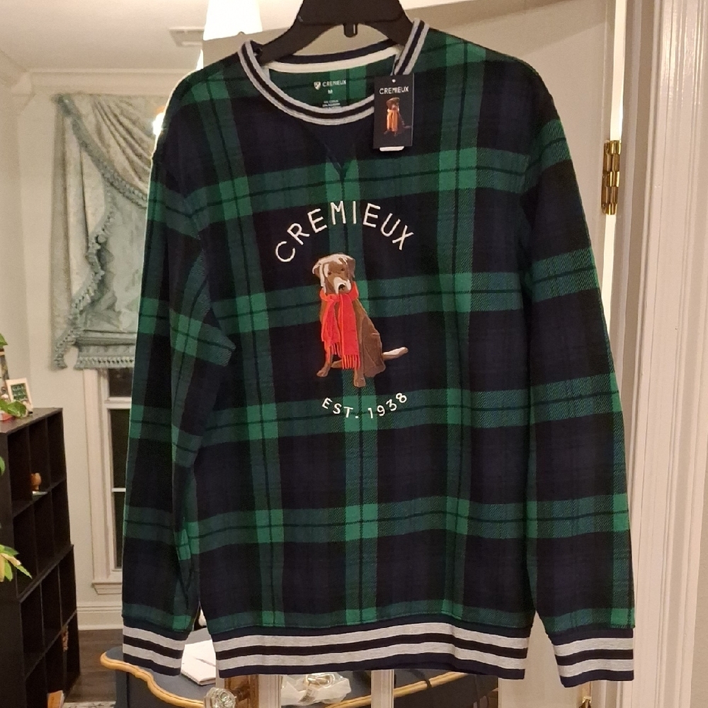 Daniel Cremieux Men's Plaid Sweater with Embroidered Dog